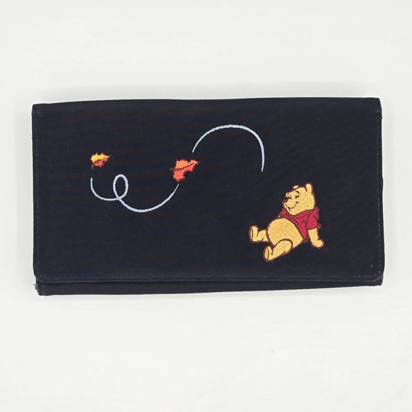 Disney Handbags - RARE Vtg Disney‎ Winnie the Pooh fall leaves embroidered tri fold ladies wallet